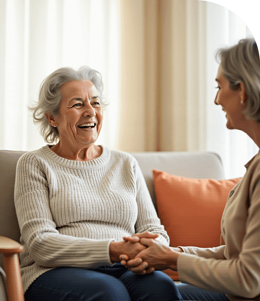 Professional carer with elderly client
